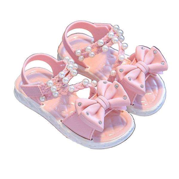 Sandália Infantil com Laço e Pérolas