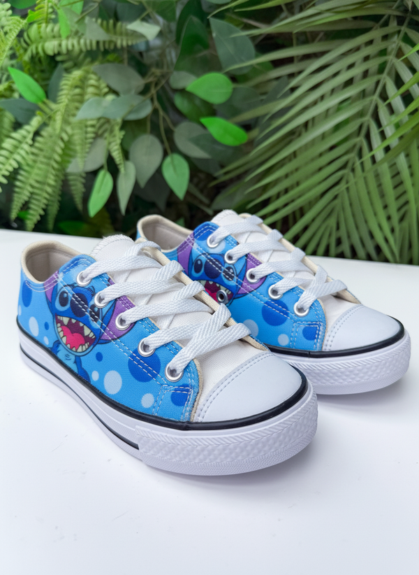 Tênis Infantil Stitch Casual Azul com Cadarço