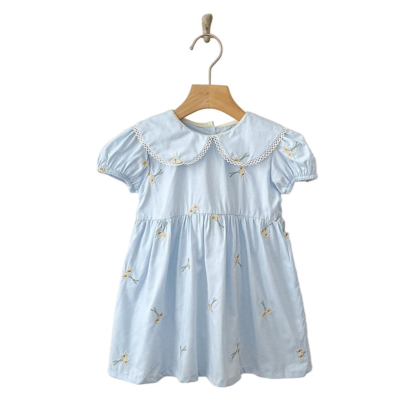 Vestido Infantil com Margaridas Bordadas